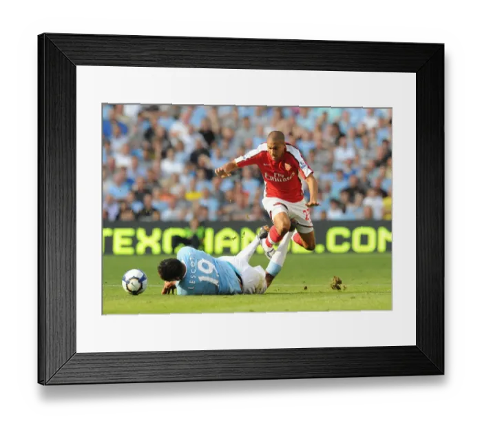 Framed Print : Gael Clichy (Arsenal) Joleon Lescott (Man City)