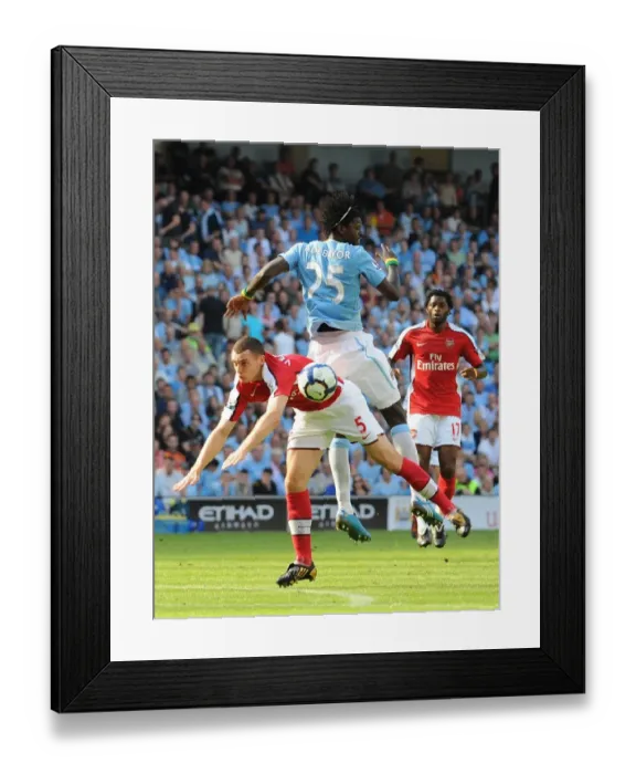 Framed Print : Thomas Vermaelen (Arsenal) Emmanuel Adebayor (Man City) Framed Print : Thomas Vermaelen (Arsenal) Emmanuel Adebayor (Man City)