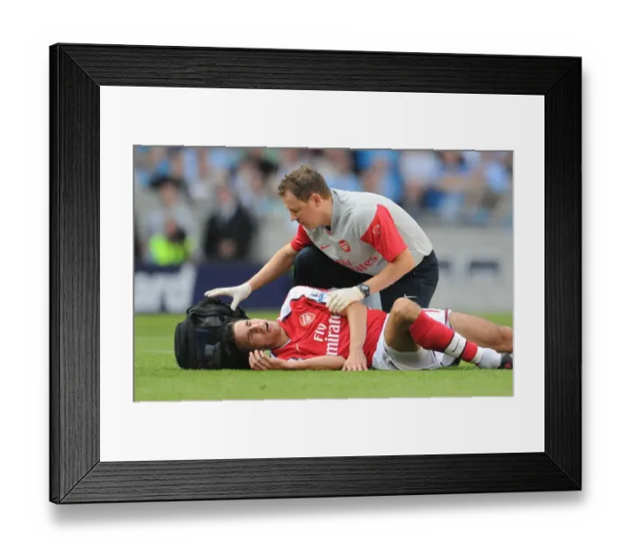 Framed Print : Robin van Persie's Injury: Manchester City vs. Arsenal, 2009