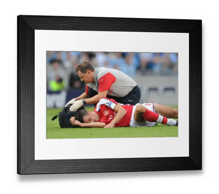 Framed Print : Adebayor's Kick: Van Persie's Agony in Manchester Derby, 2009