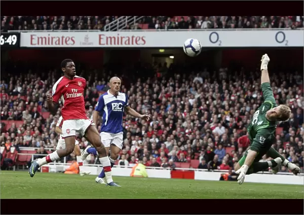 Abou Diaby (Arsenal) has his shot saved by Joe Hart (Birmingham)