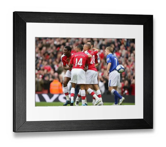 Framed Print : Abou Diabby celebrates scoring Arsenals 2nd goal with Theo Walcott