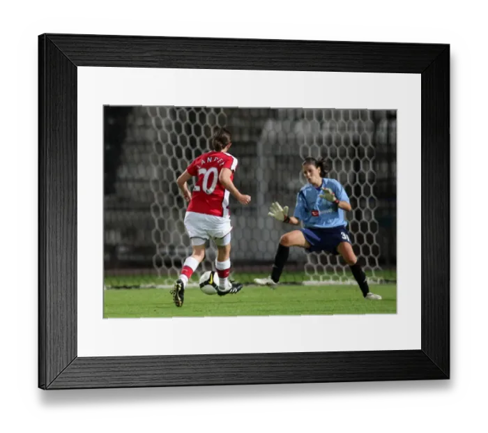Framed Print : Helen Lander scores her 1st goal Arsenals 5th past Charalampidou Framed Print : Helen Lander scores her 1st goal Arsenals 5th past Charalampidou