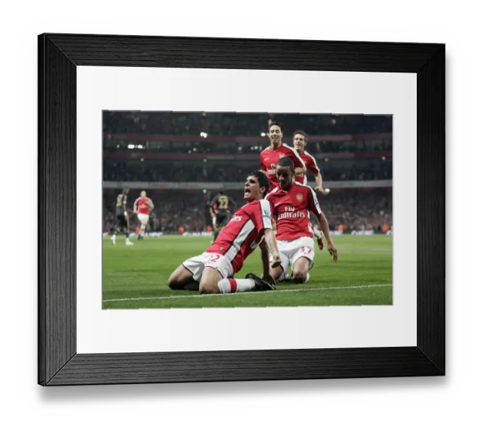 Framed Print : Fran Merida, Craig Eastmond, and Samir Nasri: Arsenal's Triumphant Goal Celebration vs. Liverpool in the Carling Cup Framed Print : Fran Merida, Craig Eastmond, and Samir Nasri: Arsenal's Triumphant Goal Celebration vs. Liverpool in the Carling Cup