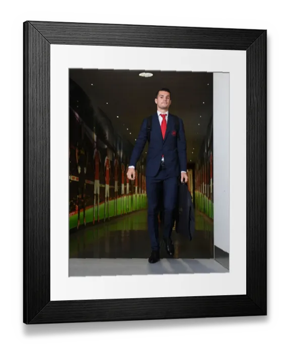Framed Print : Granit Xhaka: Arsenal's Focus Against Leicester City, Premier League 2018-19