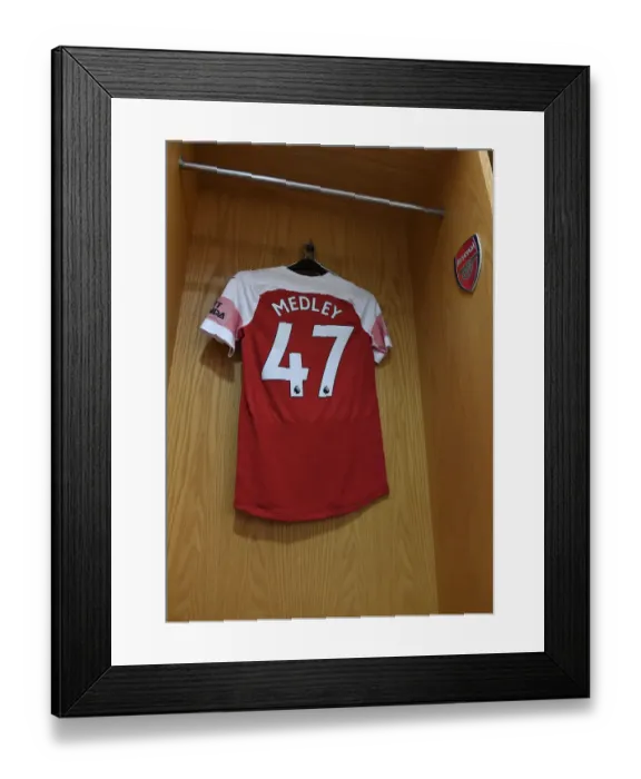 Framed Print : Arsenal FC: Zech Medley Prepares for Leicester City Clash in Emirates Stadium Changing Room Framed Print : Arsenal FC: Zech Medley Prepares for Leicester City Clash in Emirates Stadium Changing Room