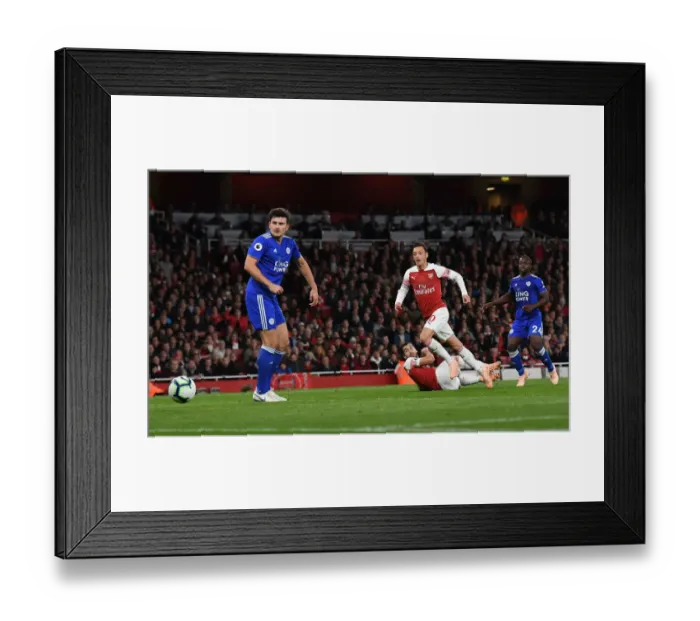 Framed Print : Mesut Ozil Scores First Arsenal Goal Against Leicester City, 2018-19 Premier League