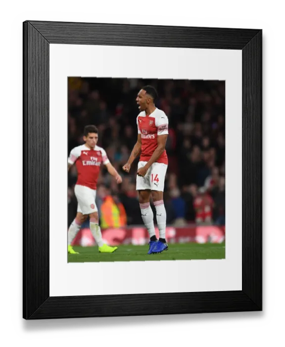 Framed Print : Arsenal's Aubameyang Scores Second Goal Against Leicester City (2018-19)