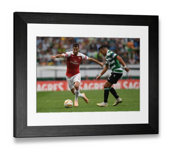 Framed Print : Mkhitaryan vs Acuna: Battle in the Europa League - Sporting CP vs Arsenal