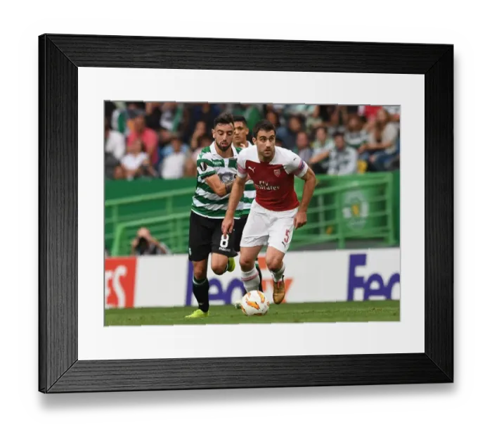 Framed Print : Sokratis vs Bruno Fernandes: Clash of the Europa League Titans (Arsenal vs Sporting CP, 2018) Framed Print : Sokratis vs Bruno Fernandes: Clash of the Europa League Titans (Arsenal vs Sporting CP, 2018)