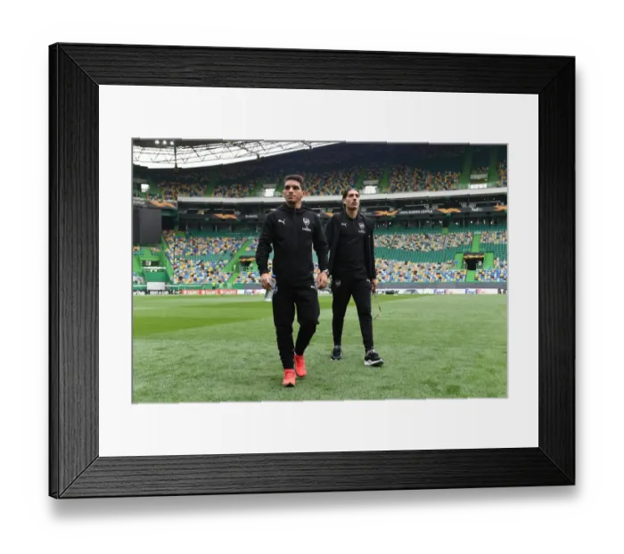 Framed Print : Arsenal Players Lucas Torreira and Hector Bellerin Scouting the Pitch Before Sporting Lisbon Clash (2018-19 UEFA Europa League) Framed Print : Arsenal Players Lucas Torreira and Hector Bellerin Scouting the Pitch Before Sporting Lisbon Clash (2018-19 UEFA Europa League)