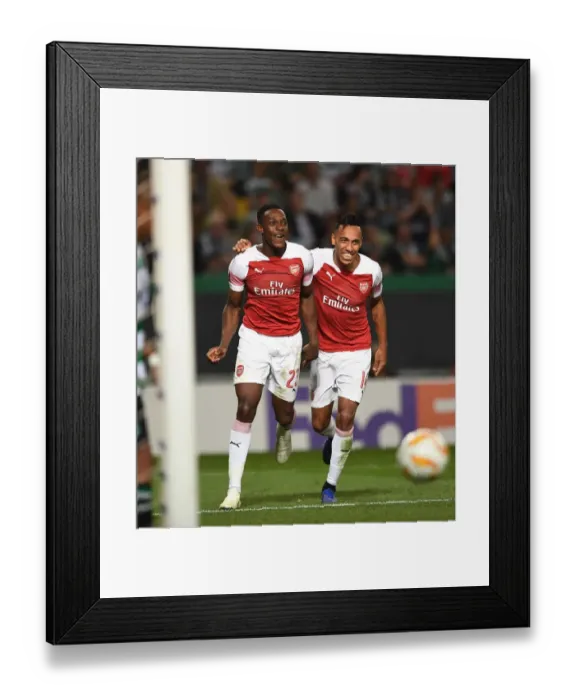 Framed Print : Welbeck and Aubameyang Celebrate Arsenal's Goal Against Sporting Lisbon in Europa League Framed Print : Welbeck and Aubameyang Celebrate Arsenal's Goal Against Sporting Lisbon in Europa League
