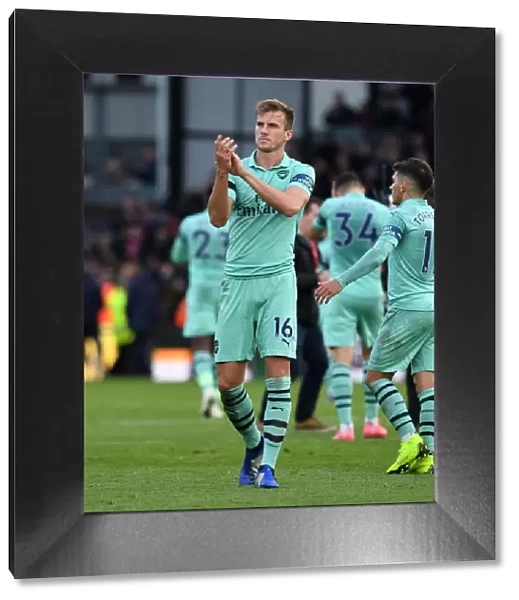 Rob Holding Celebrates with Arsenal Fans after Crystal Palace Victory, 2018-19 Premier League