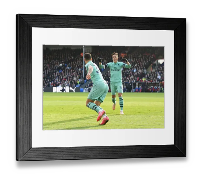 Framed Print : Xhaka and Ozil Celebrate First Goal: Crystal Palace vs. Arsenal, 2018-19 Premier League