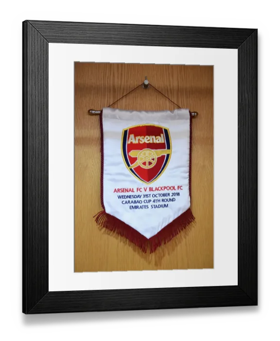 Framed Print : Arsenal Match Pennant: Arsenal vs. Blackpool, Carabao Cup 2018-19 Framed Print : Arsenal Match Pennant: Arsenal vs. Blackpool, Carabao Cup 2018-19