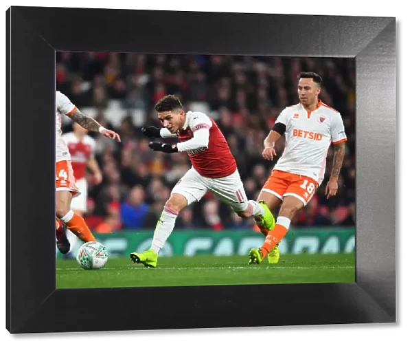 Lucas Torreira Tackles John O'Sullivan: Arsenal vs Blackpool, Carabao Cup 2018-19