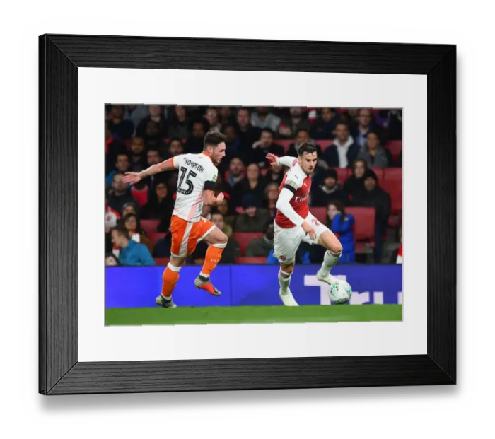 Framed Print : Arsenal vs. Blackpool: Clash between Jenkinson and Guy in Carabao Cup
