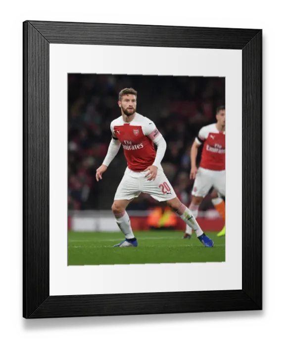 Framed Print : Arsenal's Unyielding Defender: Shkodran Mustafi in Action vs. Blackpool (Carabao Cup 2018-19)