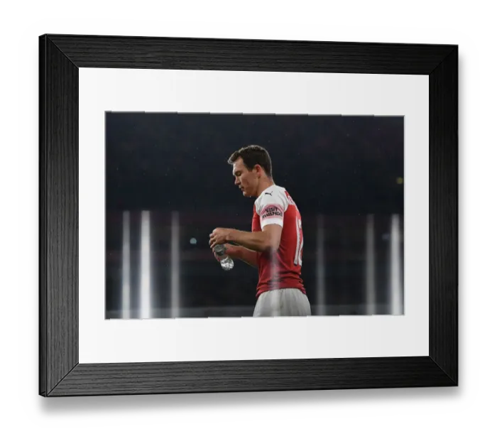 Framed Print : Stephan Lichtsteiner: In Action for Arsenal Against Blackpool in Carabao Cup 2018-19