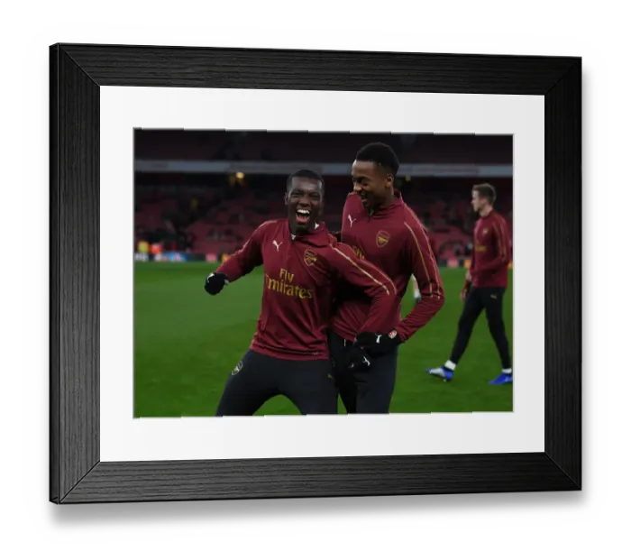 Framed Print : Arsenal Duo Eddie Nketiah and Joe Willock Before Carabao Cup Clash vs Blackpool Framed Print : Arsenal Duo Eddie Nketiah and Joe Willock Before Carabao Cup Clash vs Blackpool
