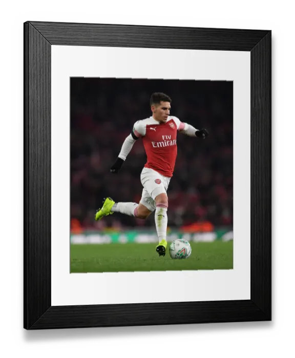 Framed Print : Lucas Torreira in Action: Arsenal vs. Blackpool, Carabao Cup 2018-19