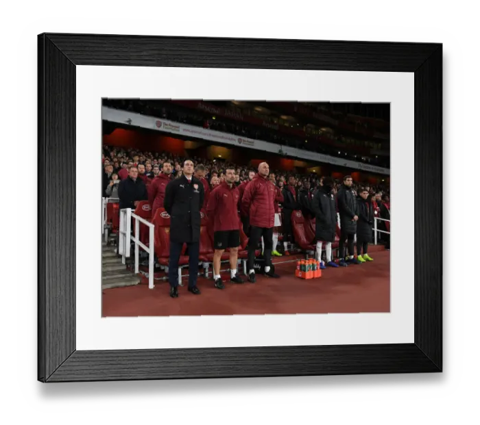 Framed Print : Unai Emery and Co. Pay Tribute: Arsenal vs. Blackpool, Carabao Cup 2018-19