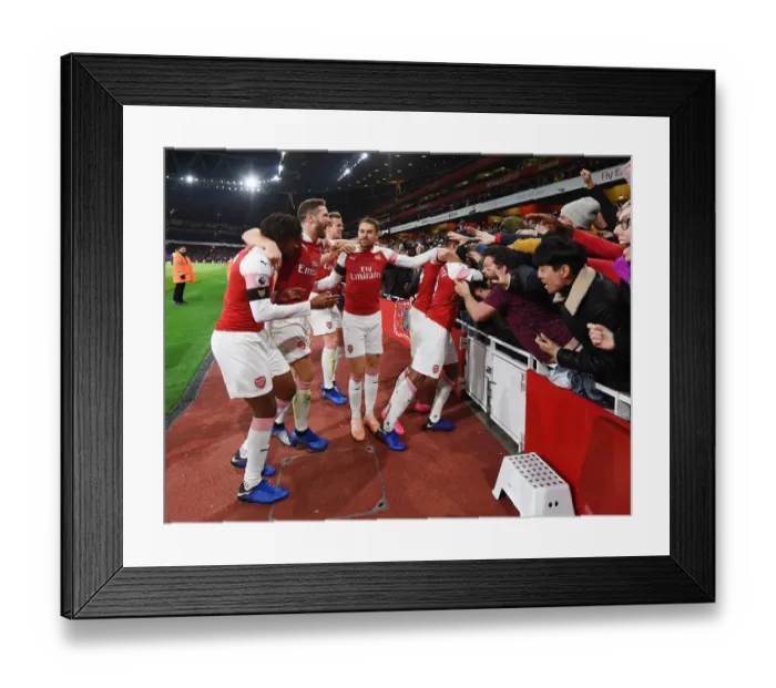 Framed Print : Arsenal Celebrates Goal Against Liverpool in 2018-19 Premier League