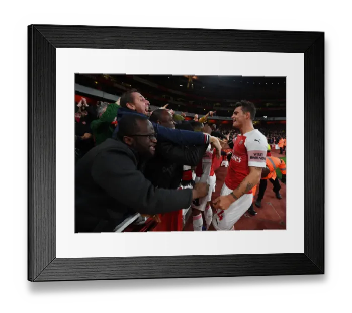 Framed Print : Xhaka's Thriller: Arsenal's Unforgettable Upset Against Liverpool, Premier League 2018-19