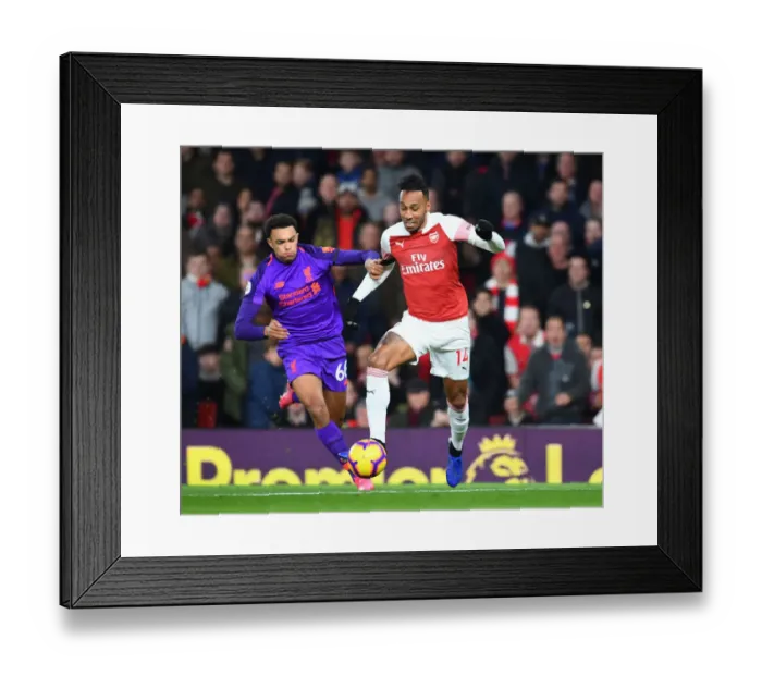 Framed Print : Aubameyang Outmaneuvers Alexander-Arnold: Arsenal vs Liverpool, Premier League 2018-19
