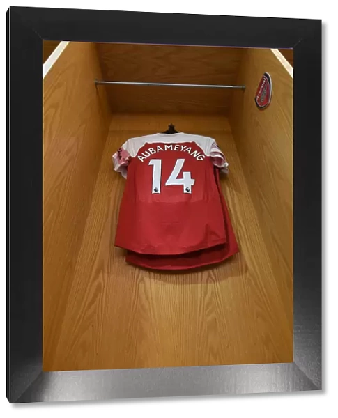 Pierre-Emerick Aubameyang's Arsenal Shirt in the Changing Room before Arsenal vs Liverpool (2018-19)