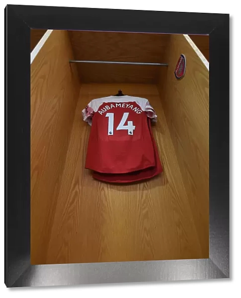 Pierre-Emerick Aubameyang's Arsenal Shirt in Arsenal Changing Room Before Arsenal vs Liverpool (2018-19)