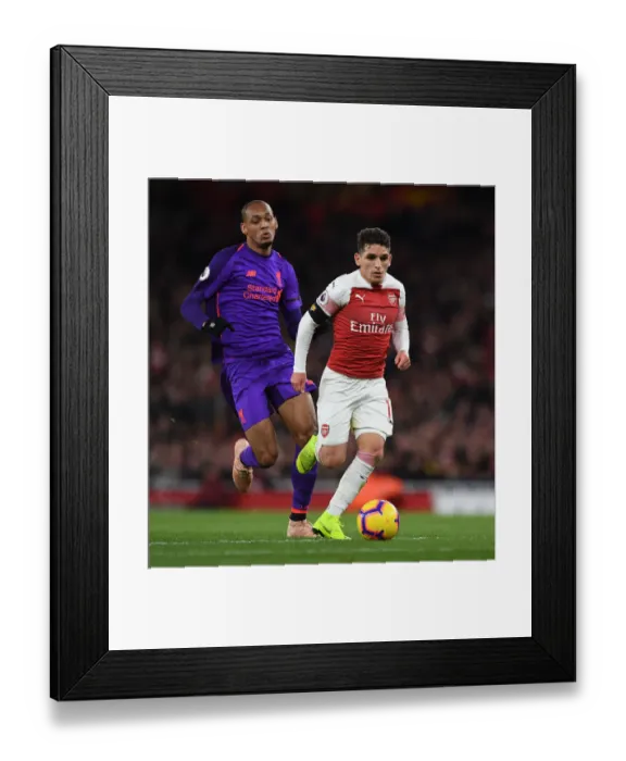 Framed Print : Arsenal's Lucas Torreira Clashes with Liverpool's Fabinho in Premier League Showdown Framed Print : Arsenal's Lucas Torreira Clashes with Liverpool's Fabinho in Premier League Showdown
