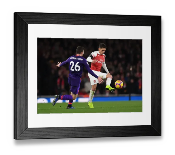Framed Print : Torreira vs Robertson: Intense Battle in Arsenal vs Liverpool Premier League Clash Framed Print : Torreira vs Robertson: Intense Battle in Arsenal vs Liverpool Premier League Clash