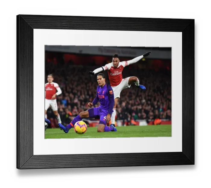 Framed Print : Clash of Titans: Aubameyang vs. van Dijk - Arsenal vs. Liverpool, Premier League 2018-19