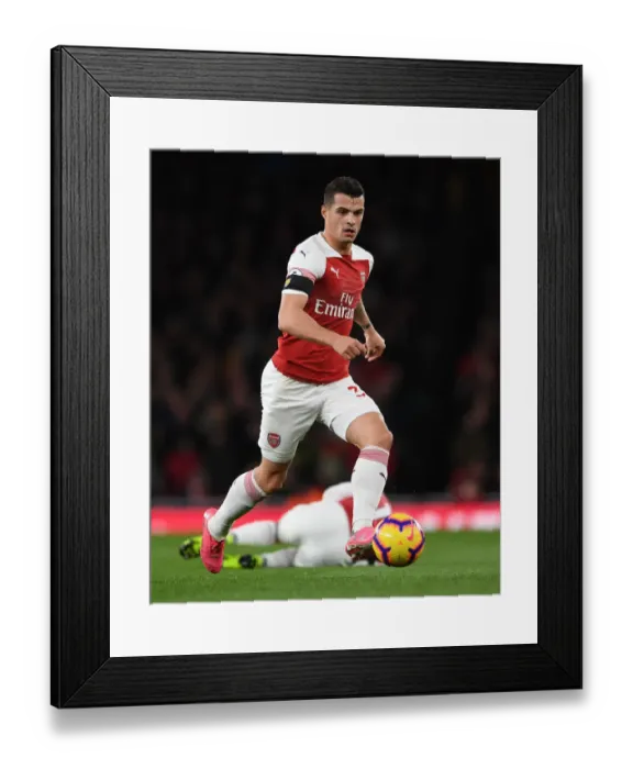Framed Print : Granit Xhaka: Arsenal's Midfield Mastermind in Action Against Liverpool, Premier League 2018-19