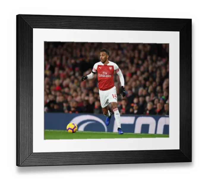 Framed Print : Arsenal's Aubameyang vs. Liverpool: Intense Premier League Face-Off