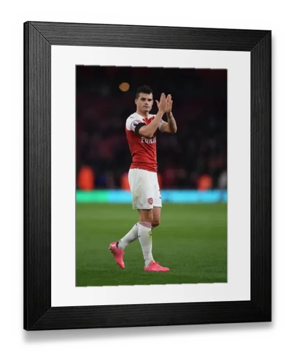 Framed Print : Arsenal's Granit Xhaka Rallies Fans After Arsenal vs. Liverpool Match