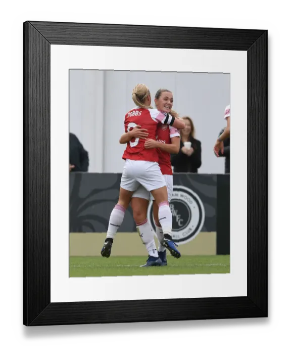 Framed Print : Arsenal Women's Jordan Nobbs and Katie McCabe Celebrate Goal Against Birmingham Ladies Framed Print : Arsenal Women's Jordan Nobbs and Katie McCabe Celebrate Goal Against Birmingham Ladies