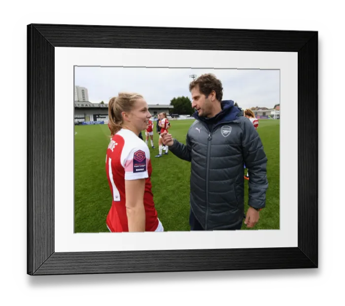 Framed Print : Arsenal Women's Victory: Manager Joe Montemurro and Tabea Kemme Celebrate