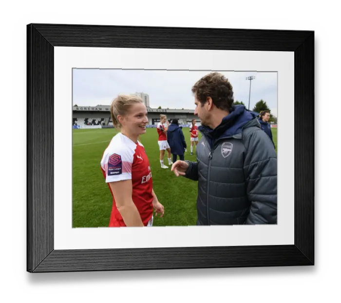 Framed Print : Arsenal Women's Victory: Manager Joe Montemurro and Tabea Kemme Celebrate