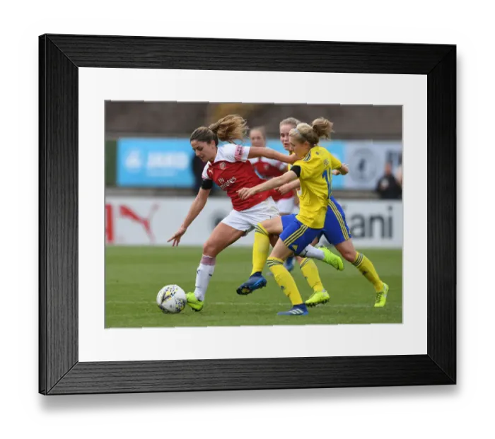 Framed Print : Arsenal vs Birmingham Women: A Clash of Determination - Van de Donk vs Folils Framed Print : Arsenal vs Birmingham Women: A Clash of Determination - Van de Donk vs Folils