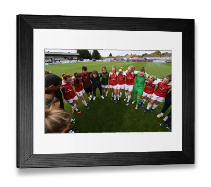 Framed Print : Joe Montemurro Addresses Arsenal Women's Squad after Match against Birmingham City