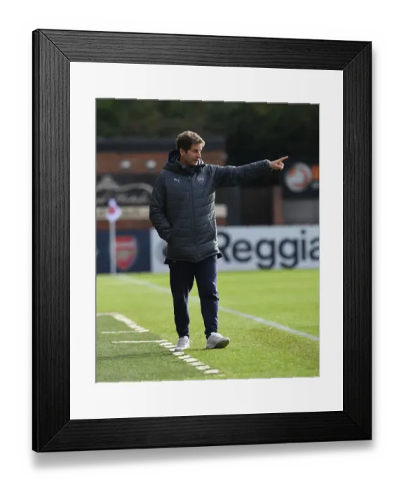 Framed Print : Joe Montemurro Leads Arsenal Women Against Birmingham Ladies in WSL Action