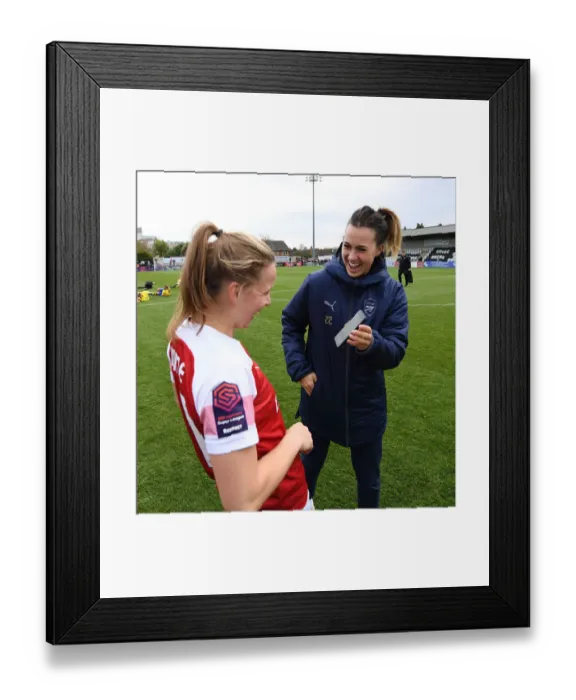Framed Print : Arsenal Women: Viktoria Schnaderbeck and Tabea Kemme Embrace after Hard-Fought Match against Birmingham City Ladies