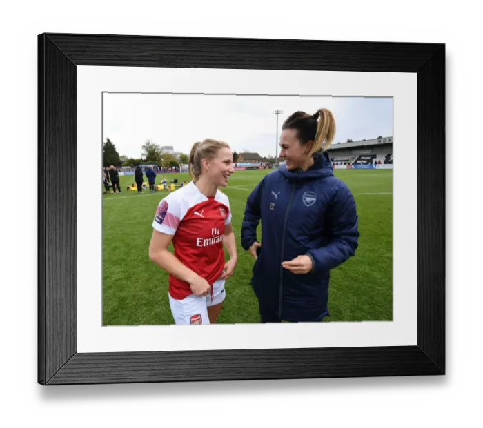 Framed Print : Arsenal Women: Schnaderbeck and Kemme in Post-Match Moment Framed Print : Arsenal Women: Schnaderbeck and Kemme in Post-Match Moment
