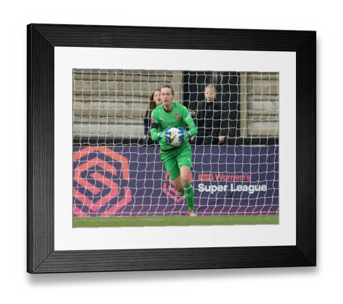 Framed Print : Arsenal's Pauline Peyraud-Magnin in Action against Birmingham Ladies (WSL, 2018) Framed Print : Arsenal's Pauline Peyraud-Magnin in Action against Birmingham Ladies (WSL, 2018)