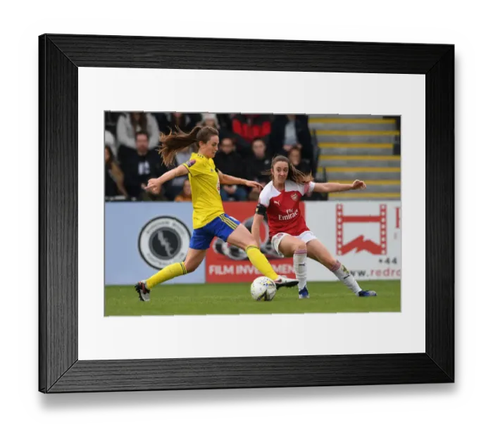 Framed Print : Arsenal vs Birmingham Women: A Tight Battle - Evans Evades Arthur Framed Print : Arsenal vs Birmingham Women: A Tight Battle - Evans Evades Arthur