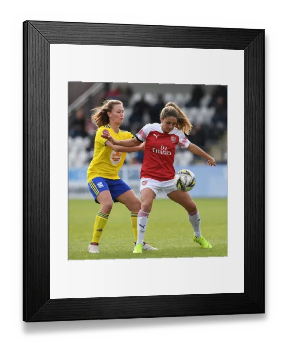 Framed Print : Arsenal's Danielle van de Donk Shields the Ball from Birmingham's Kerys Harrop in WSL Clash