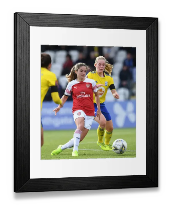 Framed Print : Arsenal's Danielle van de Donk Clashes with Birmingham's Sarah Mayling in WSL Action