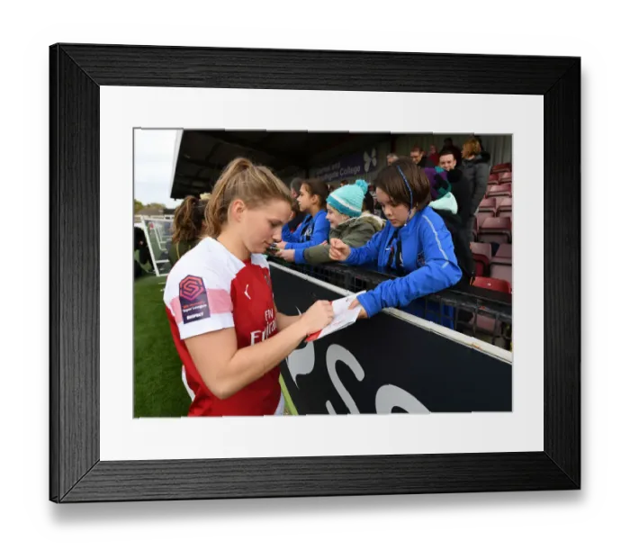 Framed Print : Arsenal Women's Tabea Kemme Greets Fans After Match vs. Birmingham City Framed Print : Arsenal Women's Tabea Kemme Greets Fans After Match vs. Birmingham City